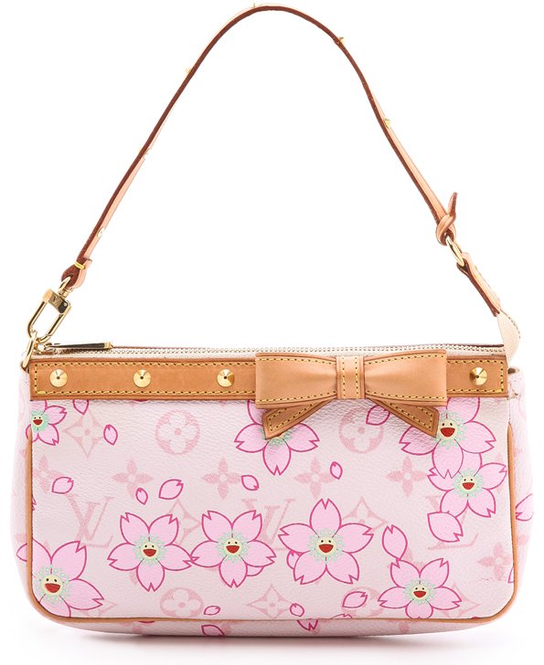 Louis Vuitton Takashi Murakami Cherry Blossom Monogram Pink Bag Pochette VG  