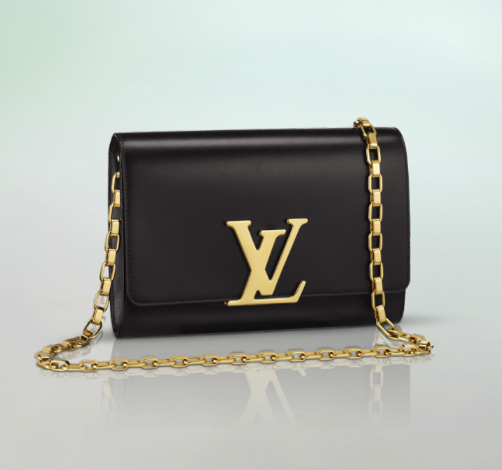 Louis Vuitton Black Leather Chain Louise MM Bag at 1stDibs