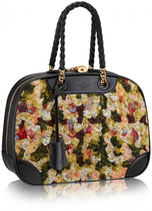 Louis Vuitton Bowling Vanity Handbag Leather with Tweed Multicolor 2410579