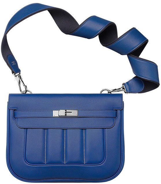 Hermes Blue Leather Mini Berline Bag at 1stDibs