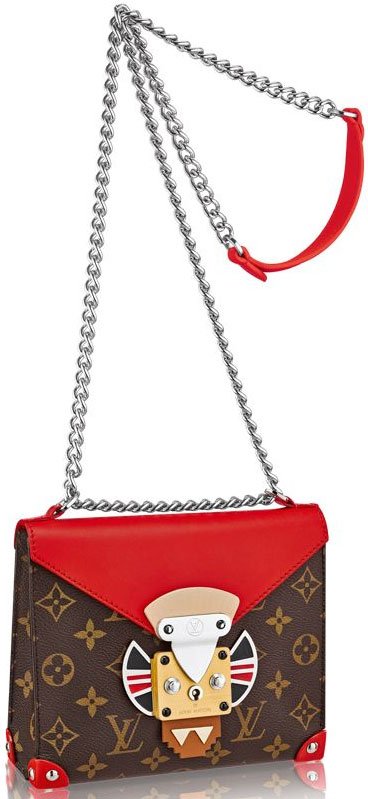 Red & Brown 'Tribal Mask' Bag with - Le Dressing Monaco