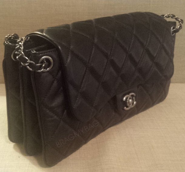 Chanel Accordion Flap Bag Suede with Shearling Small Black 14327218