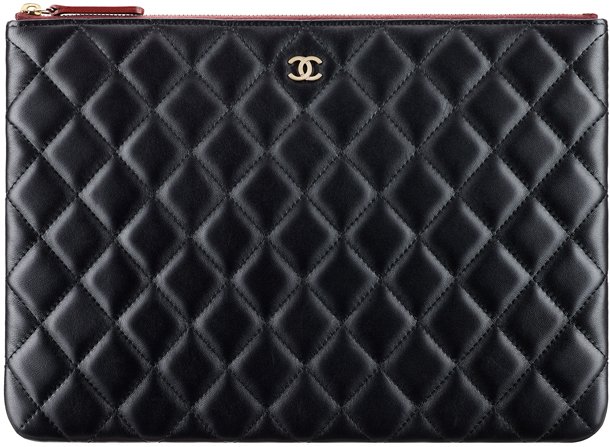 Chanel O Case Medium Classic Pouch Caviar Black Lghw
