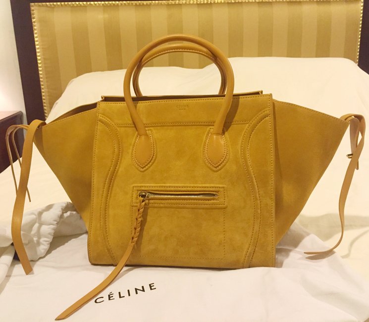 celine orange leather handbag luggage phantom