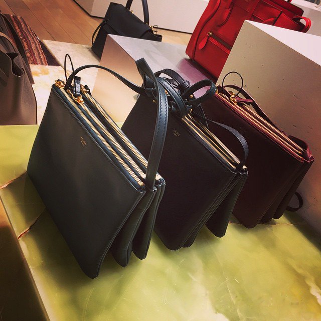 celine navy leather handbag trio