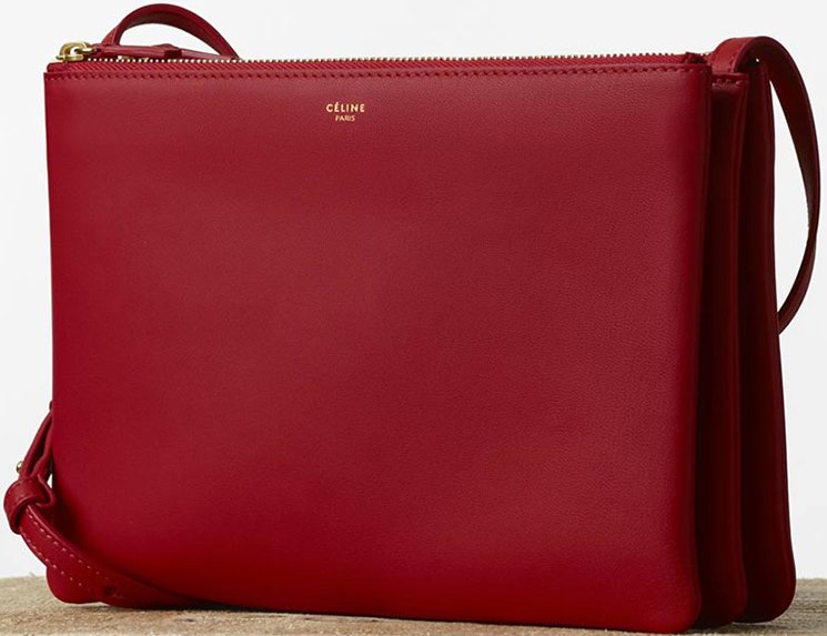 LARGE TRIO BAG IN RED SMOOTH LAMBSKIN