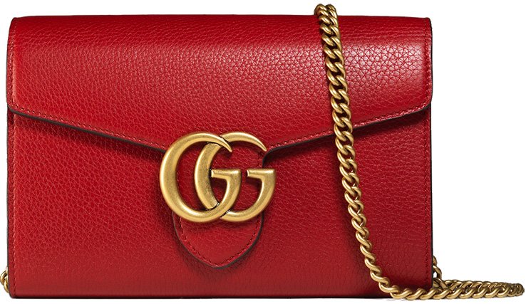 Gucci Purple Leather 'GG' Marmont Wallet-On-Chain (WOC) QFB4X41LUB000