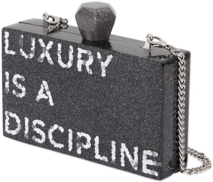 Karl Lagerfeld Black Acrylic Luxury Is A Discipline Box Clutch