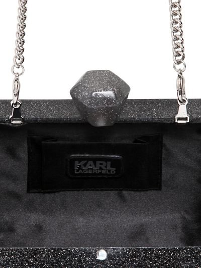 Karl Lagerfeld Black Acrylic Luxury Is A Discipline Box Clutch