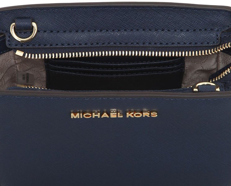 Michael Kors Navy Blue Leather Mini Selma Crossbody Bag Michael