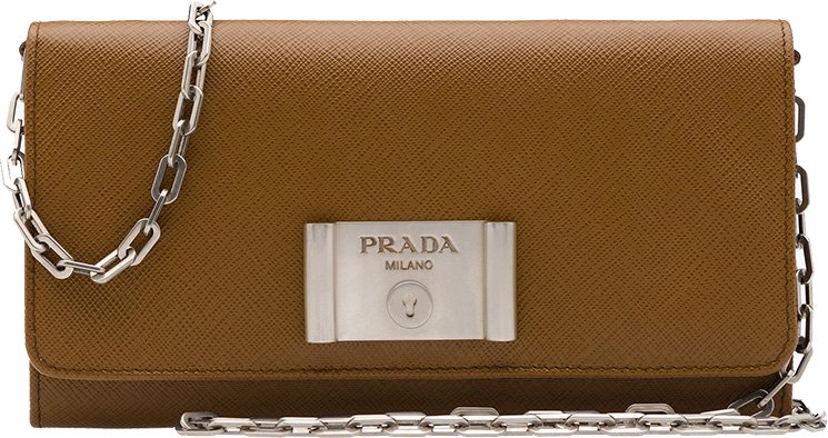Prada Saffiano Flip Lock Wallet on Chain (SHG-35624) – LuxeDH