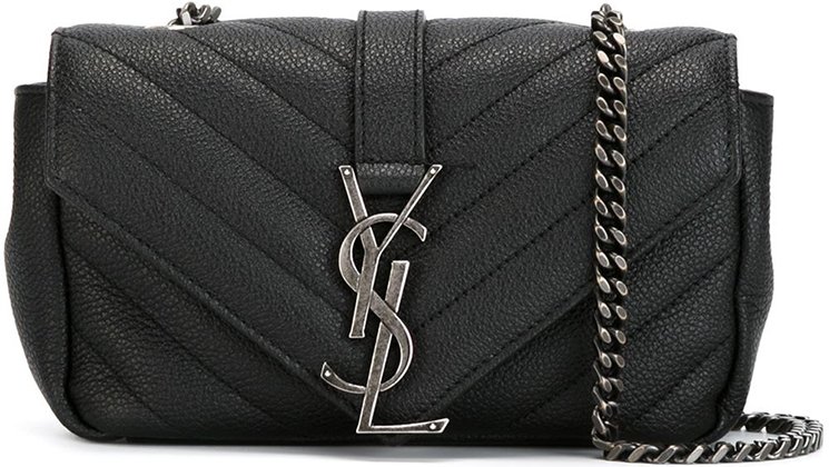 Saint Laurent Classic Monogram Quilted-Leather Shoulder Bag in Black