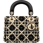 Lady Dior micro bag in satin embroidered with black and white pearls 1