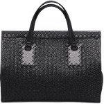 Bottega Veneta Nero Intreccio Tricot Raffia Bag