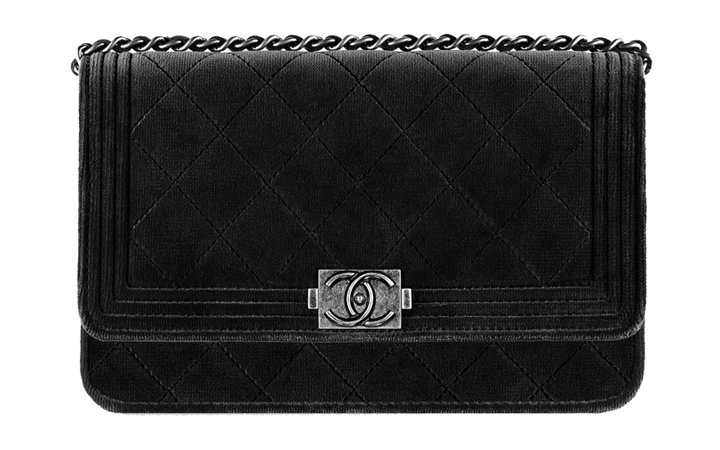 Authentic Second Hand Chanel Denim Velvet Wallet on Chain PSS14500168   THE FIFTH COLLECTION