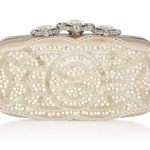 Oscar De La Renta Crown Goa Swarovski Satin Clutch thumb