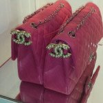 Chanel Classic Flap Bag in Fuchsia with Diamond CC Charm thumb