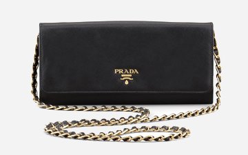 prada leather wallet on chain