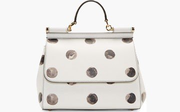 Dolce and Gabbana White Leather Polka Dot Miss Sicily Bag thumb