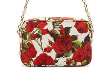 Dolce Gabbana White Red Print Rose Shoulder Bag thumb