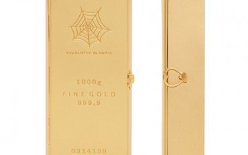 Charlotte Olympia Gold Worth Its Weight Metal Clutch thumb