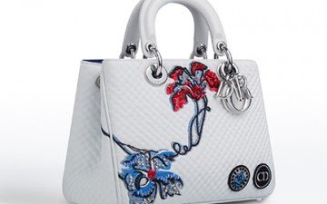 SMALL DIORISSIMO BAG QUILTED AND EMBROIDERED WHITE CALFSKIN thumb