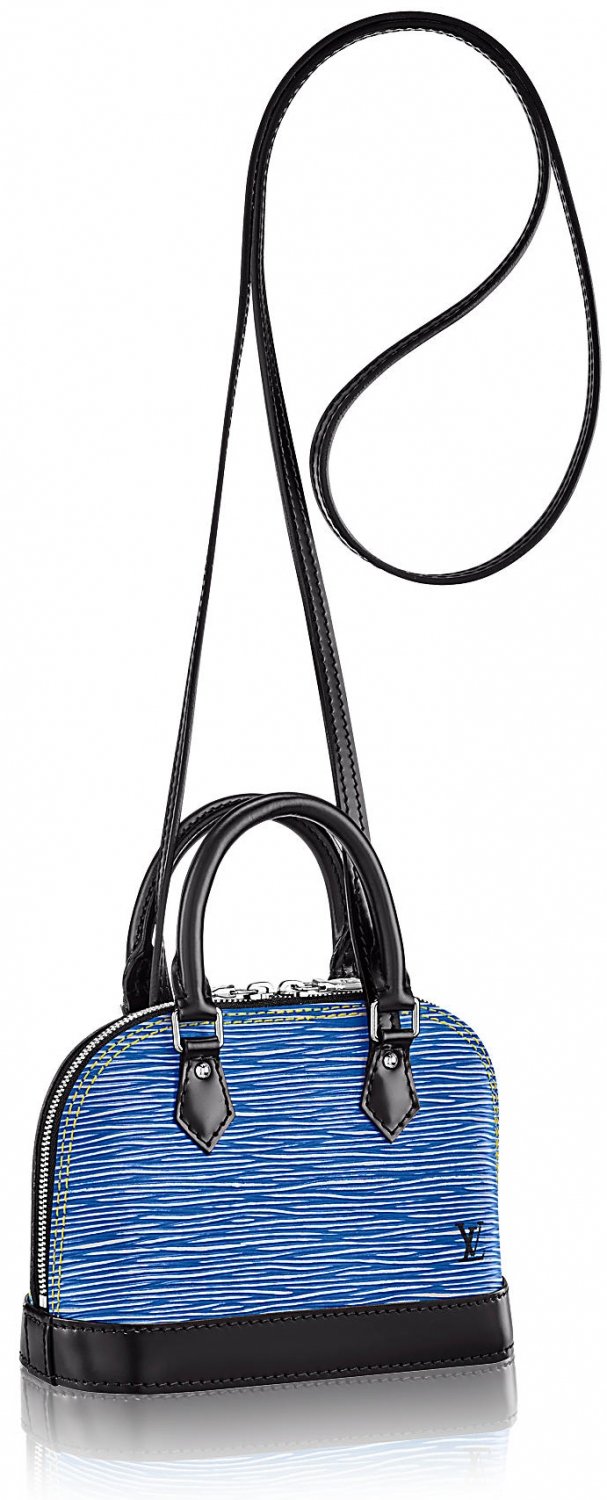 LOUIS VUITTON Epi Blue Denim Leather Alma Nano Black Trim Shoulder Sling  Bag BB