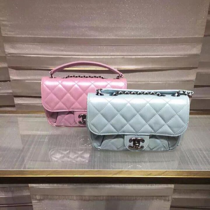 Chanel Pink and Baby Blue Flap Bag | Bragmybag