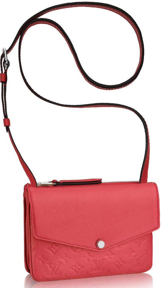 Louis Vuitton, Bags, Louis Vuitton Monogram Red Leather Crossbody Twice  Bag