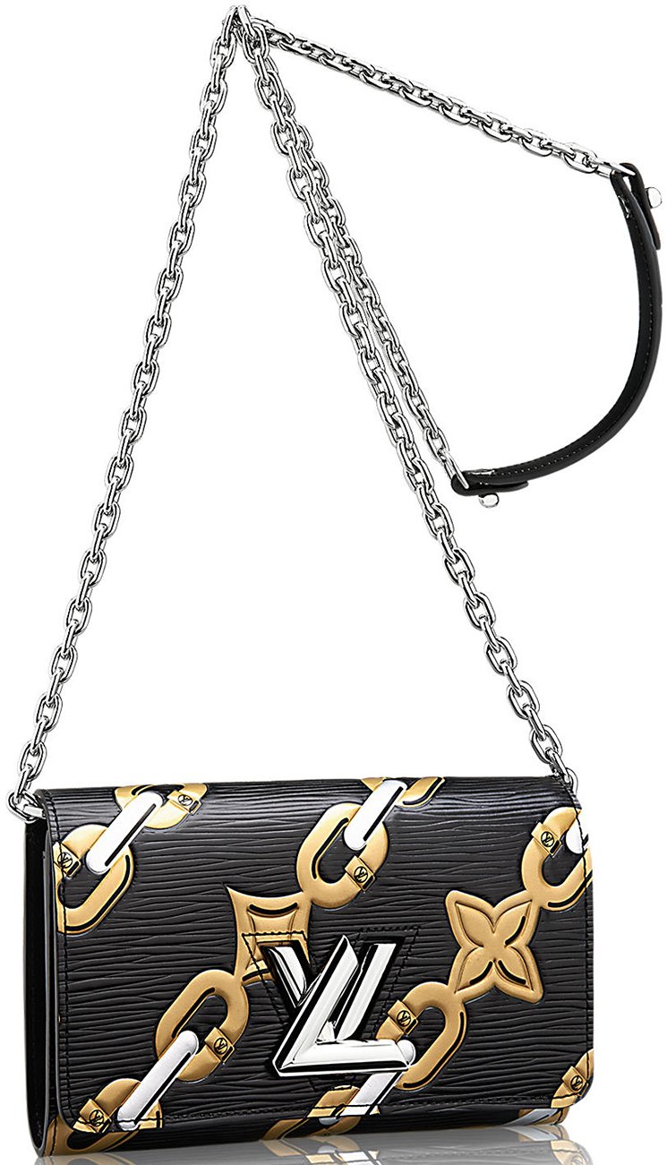 white louis vuitton purse with gold chain