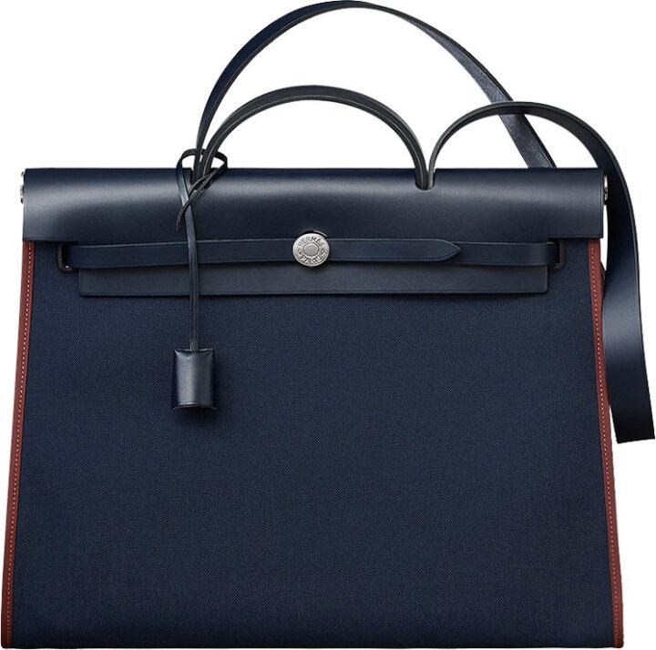 Hermes Herbag Zip MM Bag in Navy Canvas | Bragmybag