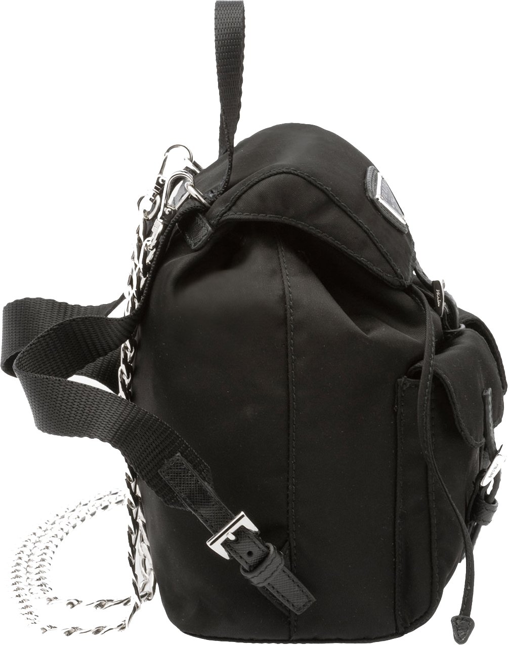 prada vela mini backpack with chain