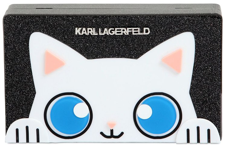 Karl Lagerfeld - K/Signature Glitter Chain Box Clutch Silver
