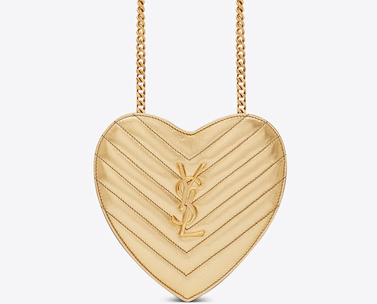 Saint Laurent Sac Coeur Monogram Heart Chain Bag in Blanc Vintage & Black