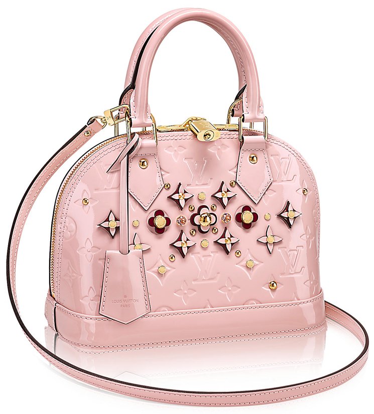 Louis Vuitton Pink Flowers Monogram Vernis Alma BB ○ Labellov