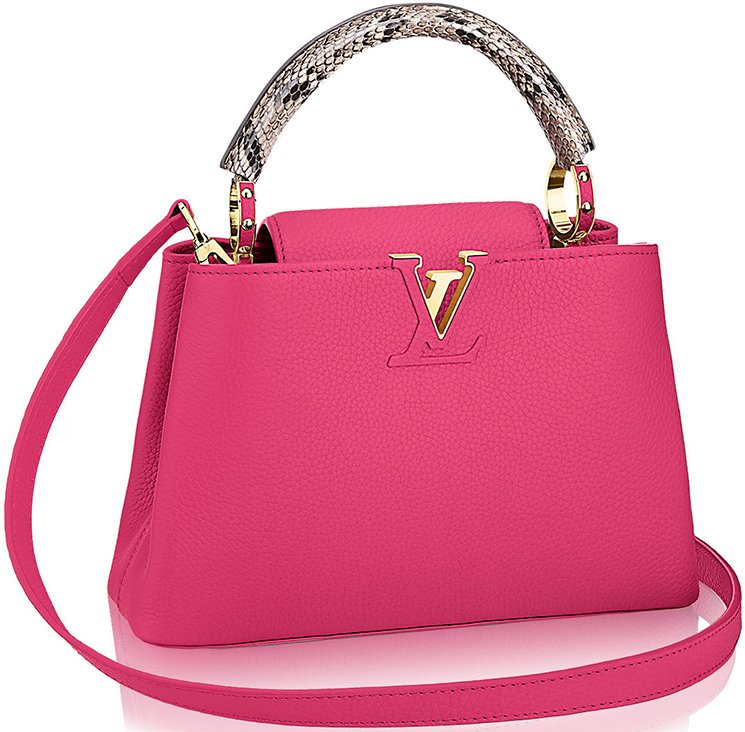 Louis Vuitton Capucines BB handbag with strap in Pink Taurillon leather,  SHW at 1stDibs