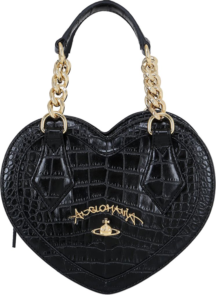 Vivienne Westwood Heart Shape Black Leather Hand Shoulder Bag