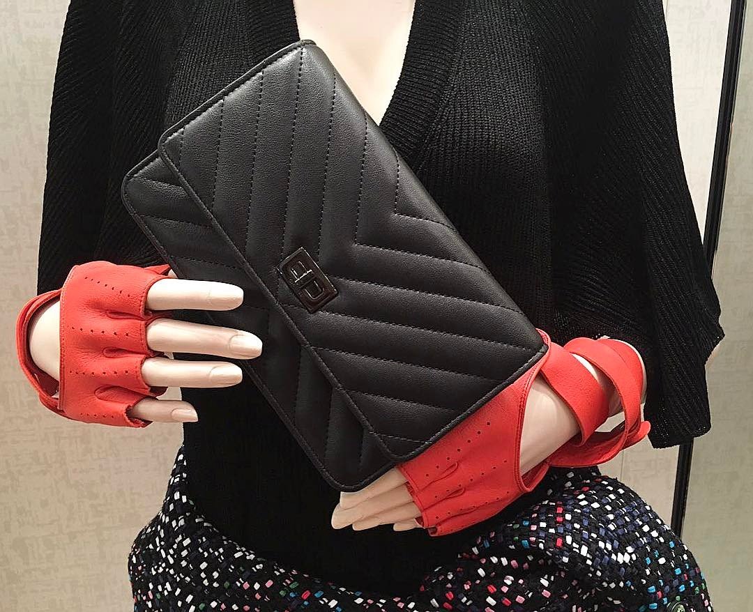Chanel All Black Reissue 2.55 Double Chevron Flap Wallet | Bragmybag