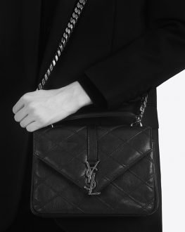 Saint Laurent Stitched Diamond Matelasse College Bag | Bragmybag