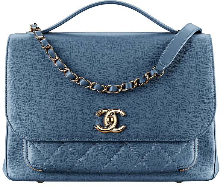 Chanel Business Affinity Flap Bag Quilted Caviar Small Blue 2406791