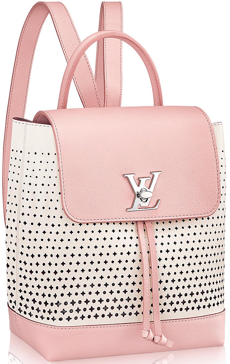 Louis Vuitton Lockme Perforated Leather Backpack Color Pink/national/purple
