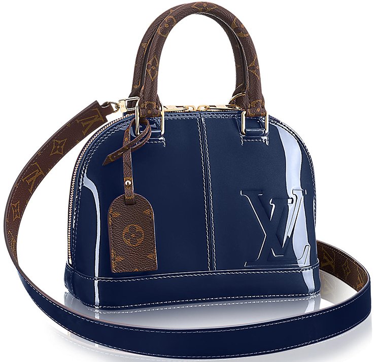 Louis Vuitton Blue Vernis Lisse And Brown Monogram Coated Canvas