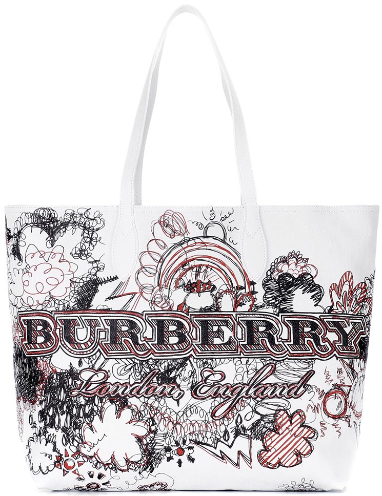 Burberry Medium Reversible Doodle Tote in Brown