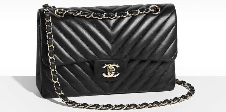 Chanel - Small Classic Single Flap Bag Chevron Lambskin Noir