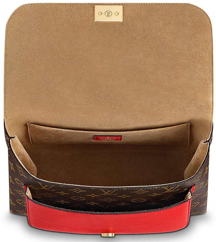 Louis Vuitton Marignan Brown Satchel Red Monogram Canvas Shoulder