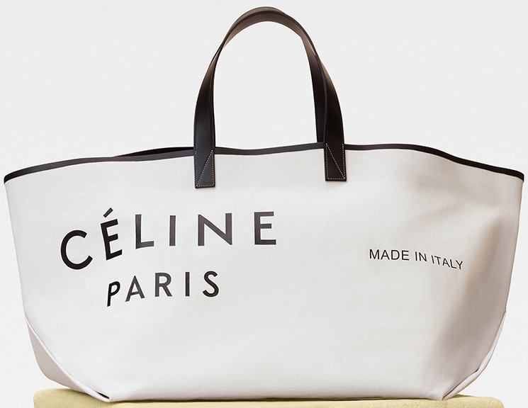 Celine Made In Tote Canvas with Leather Medium Neutral 1444611