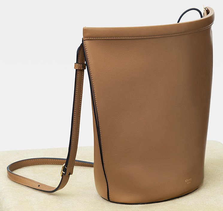 Clasp bucket leather handbag Celine Brown in Leather - 33111222