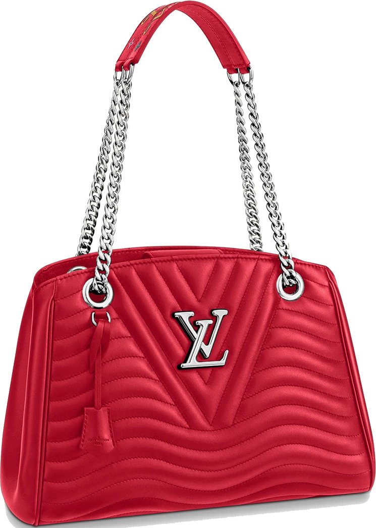 Louis Vuitton New Wave Chain Tote Quilted Leather Red 2346972
