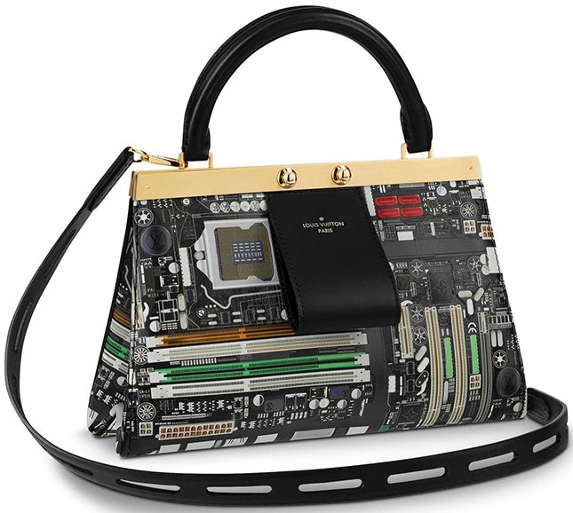 Louis Vuitton Crown Frame Handbag Limited Edition Motherboard Printed  Calfskin Multicolor 240013276