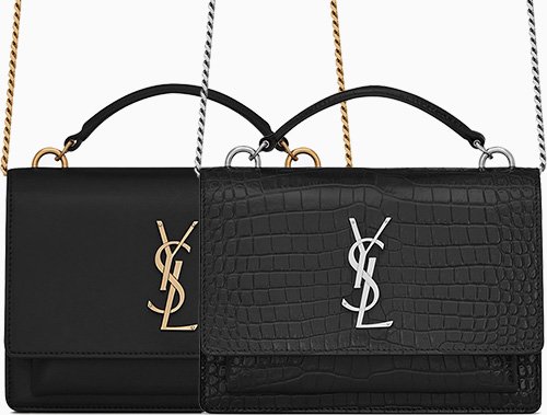 Sunset chain wallet in smooth leather, Saint Laurent